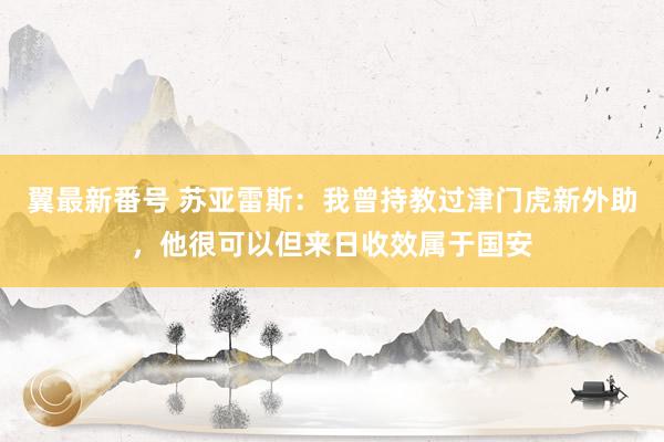 翼最新番号 苏亚雷斯：我曾持教过津门虎新外助，他很可以但来日收效属于国安