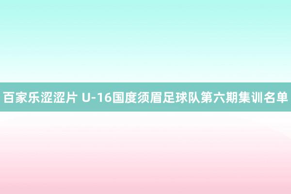 百家乐涩涩片 U-16国度须眉足球队第六期集训名单