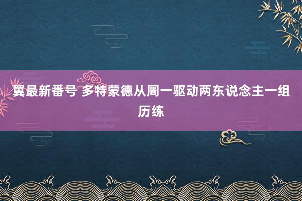 翼最新番号 多特蒙德从周一驱动两东说念主一组历练