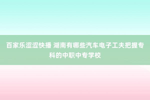 百家乐涩涩快播 湖南有哪些汽车电子工夫把握专科的中职中专学校