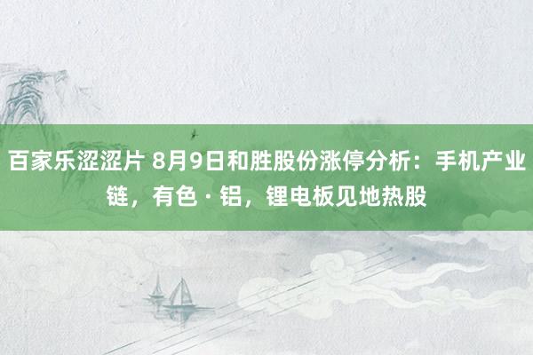 百家乐涩涩片 8月9日和胜股份涨停分析：手机产业链，有色 · 铝，锂电板见地热股