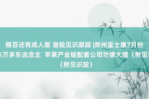 糗百还有成人版 港股见识跟踪 |郑州富士康7月份招聘5万多东说念主  苹果产业链配套公司功绩大增（附见识股）