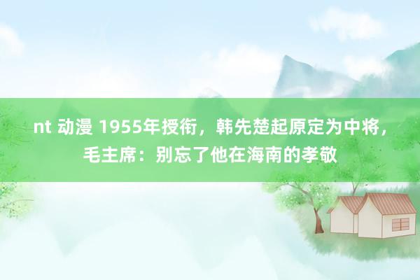 nt 动漫 1955年授衔，韩先楚起原定为中将，毛主席：别忘了他在海南的孝敬