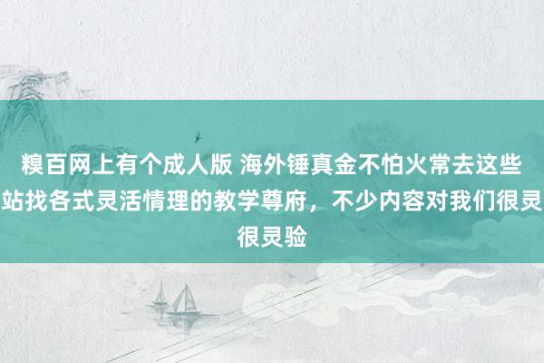 糗百网上有个成人版 海外锤真金不怕火常去这些网站找各式灵活情理的教学尊府，不少内容对我们很灵验