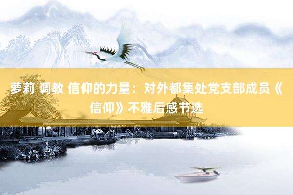 萝莉 调教 信仰的力量：对外都集处党支部成员《信仰》不雅后感节选